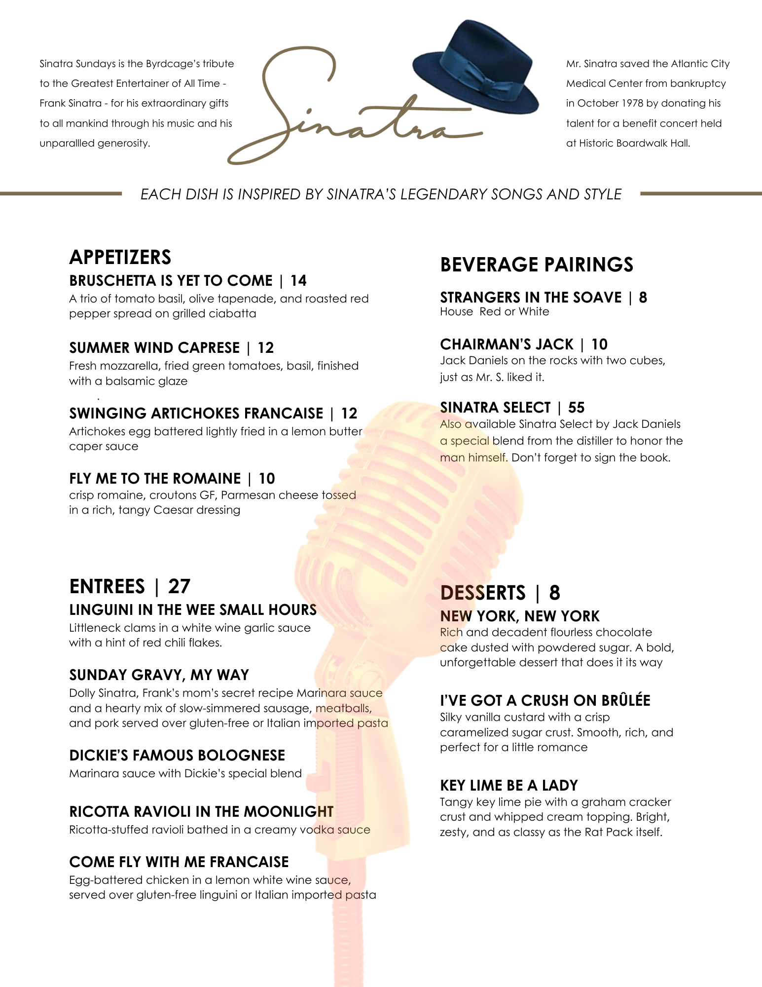 Sinatra Menu